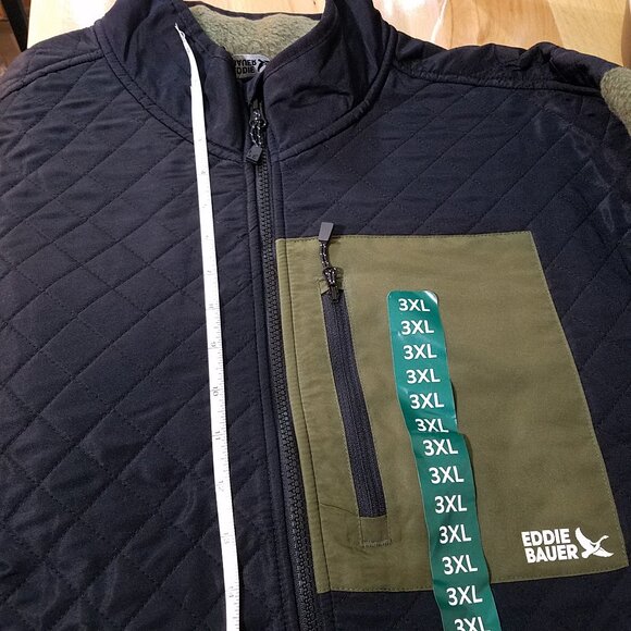 Eddie Bauer Men’s Mixed Media Fleece Jacket Size 3XL–Black/Gray Warm Outdoor NEW - Picture 5 of 15